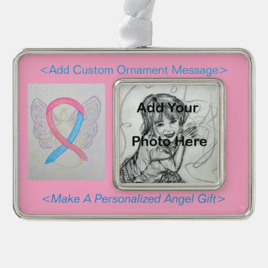Roze en blauwe bewustzijn Ribbon Angel Ornament (Voorkant)