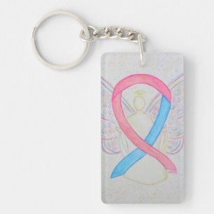 Roze en blauwe bewustzijn Ribbon Angel Sleutelhang Sleutelhanger