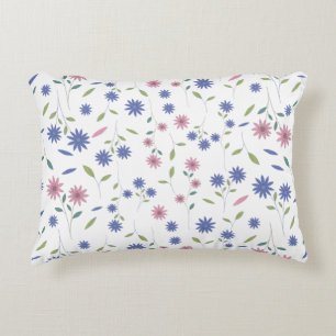 Roze en blauwe bloem naadloos patroon accent kussen