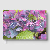 Roze en blauwe bloemblaadjes Baby shower Gastenboek (Voorkant)