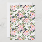 Roze en Blauwe Bloemen Baby shower Kaart (Achterkant)