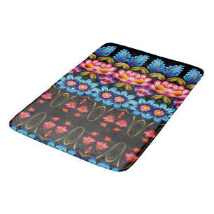 Roze en blauwe bloemen badmat