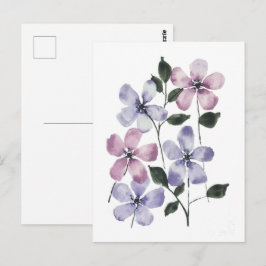 Roze en Blauwe Bloemen Briefkaart