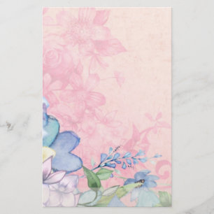  roze en blauwe bloemen briefpapier