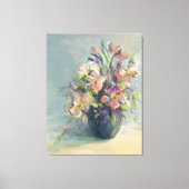 Roze en blauwe bloemen - Canvas Print (Voorkant)