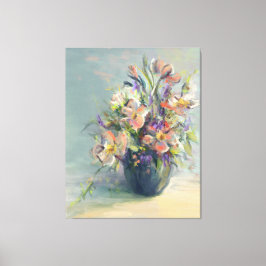 Roze en blauwe bloemen - Canvas Print