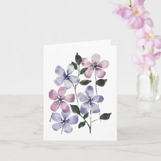 Roze en Blauwe Bloemen Kaart