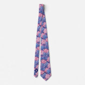 Roze en Blauwe Bloemen Monogram Das (Achterkant)