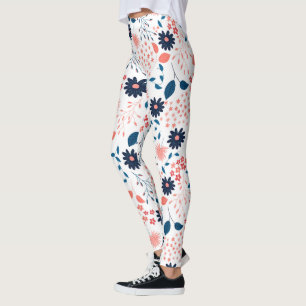 Roze en blauwe bloemen patroon leggings