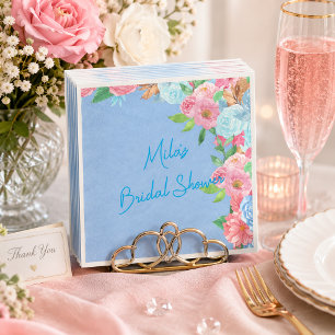 roze en blauwe bloemen servet