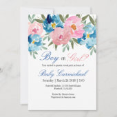 Roze en blauwe bloemengenderonthullingspartij uitn kaart (Voorkant)