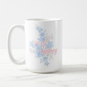 Roze en Blauwe Bloemengrootmillennial Naam Koffiemok