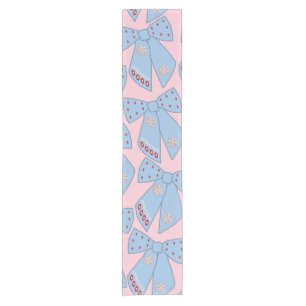 Roze en blauwe bogen korte tafelloper