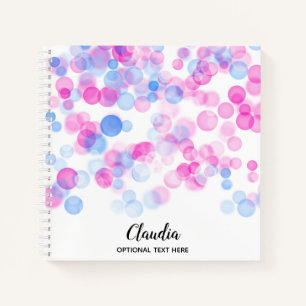 Roze en Blauwe Bokeh Effect Stippen   Gepersonalis Notitieboek