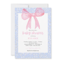 Roze en blauwe boog baby shower uitnodiging