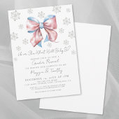 Roze en Blauwe Bow Geslacht Onthulling Uitnodiging