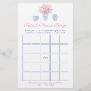  roze en blauwe bridal bingo Showkaart
