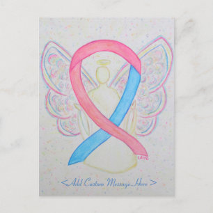 Roze en blauwe Briefkaart Ribbon Angel