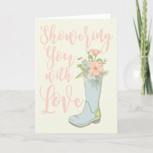 Roze en blauwe bruiloftsshower-uitnodigingskaart kaart