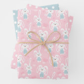 Roze en blauwe bunny Rabbit Wrapping Paper Set van (In situ)