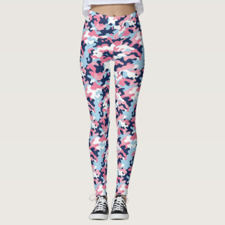 Roze en Blauwe Camo Broek Leggings