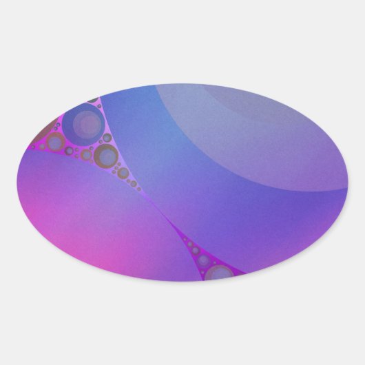 Roze en blauwe cirkels ovale sticker (Voorkant)
