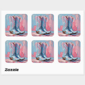 Roze en blauwe Cowgirl laarzen Stickers (Vel)