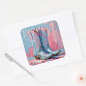 Roze en blauwe Cowgirl laarzen Stickers (Envelop)