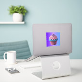 Roze en Blauwe Cupcake op Gradiënt Sticker (Laptop op bureau)