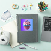 Roze en Blauwe Cupcake op Gradiënt Sticker (iPad Cover)