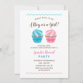 Roze en Blauwe Cupcakes Baby Gender Reveal Kaart (Voorkant)