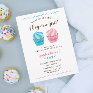 Roze en Blauwe Cupcakes Baby Gender Reveal Kaart