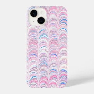 Roze en Blauwe Curve  Patroon Telefoon Case iPhone 14 Hoesje