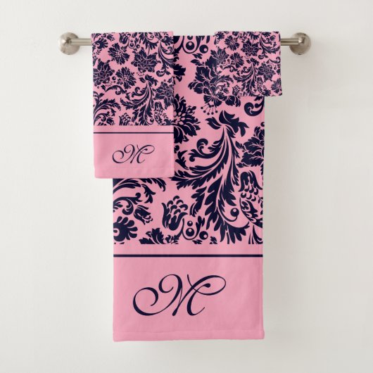 Roze en blauwe  damesmonogram badkuip bad handdoek (Insitu)