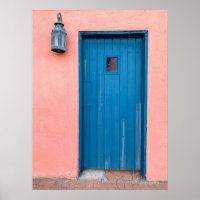 roze en blauwe deur Tucson Arizona Foto