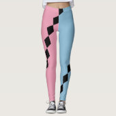 Roze en blauwe diamant diagonale leggings (Voorkant)