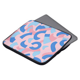 Roze en blauwe doedel patroon laptop sleeve