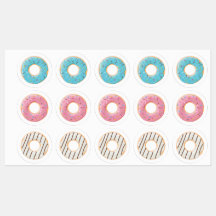 Roze en blauwe donuts en donutbeetjes room 3x set