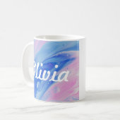 Roze en blauwe draai Aangepaste naam Mok (Voorkant links)