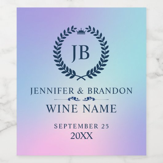 Roze en blauwe driekleppige blauw laurel wijn etiket (Enkel label)