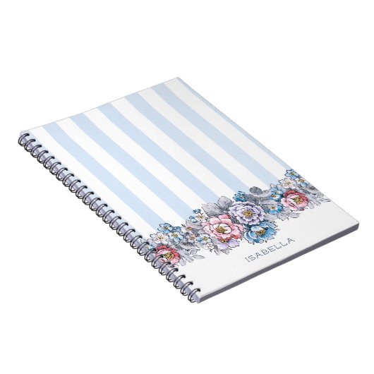  roze en blauwe druppels en strepen met naam notitieboek (Rechterzijde)