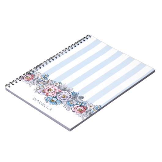  roze en blauwe druppels en strepen met naam notitieboek (Linkerzijde)