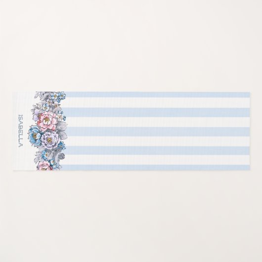 roze en blauwe druppels en strepen met naam yogamat (Voorkant (horizontaal))