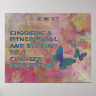 Roze en blauwe fitness Butterflies Poster