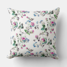 Roze en Blauwe Floral Roos buitenloods Buitenkussen