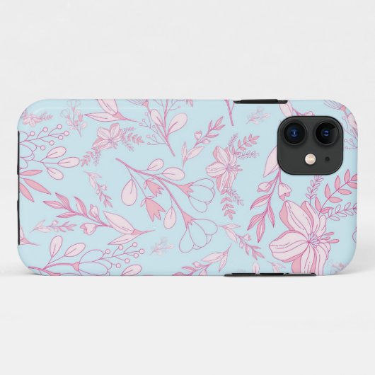  roze en blauwe Florals | Aangepast Case-Mate iPhone Case (Achterkant (horizontaal))
