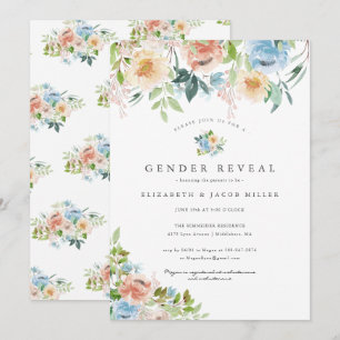 Roze en blauwe Florals   Baby shower voor genderge