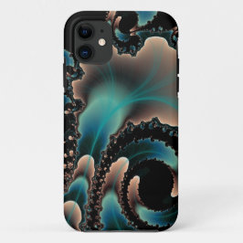 roze en blauwe fractale telefoonbehuizing iPhone 11 hoesje