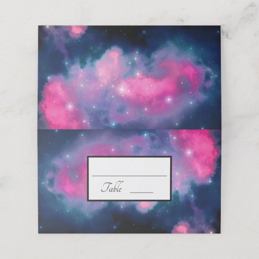 Roze en blauwe galaxy Nebula & sterren Abstract (Buitenkant ongevouwen)