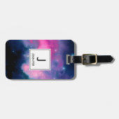 Roze en blauwe galaxy Nebula & sterren Abstract Bagagelabel (Voorkant horizontaal)